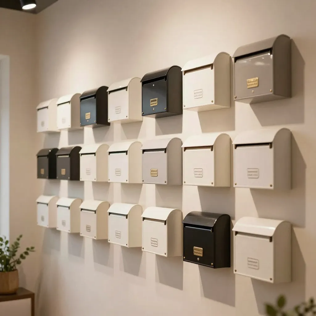 Christmas themed mailbox cover with red and green accents