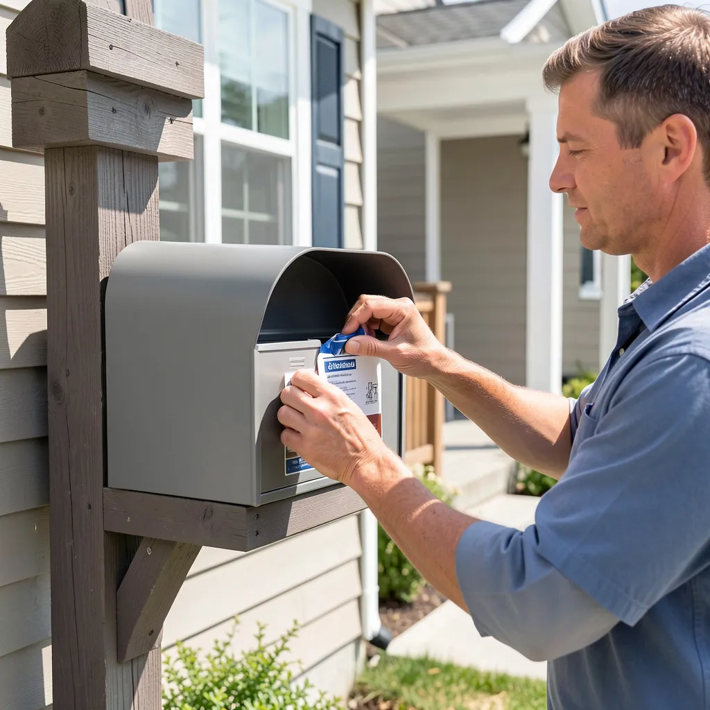 Mediterranean home with colorful mailbox wrap