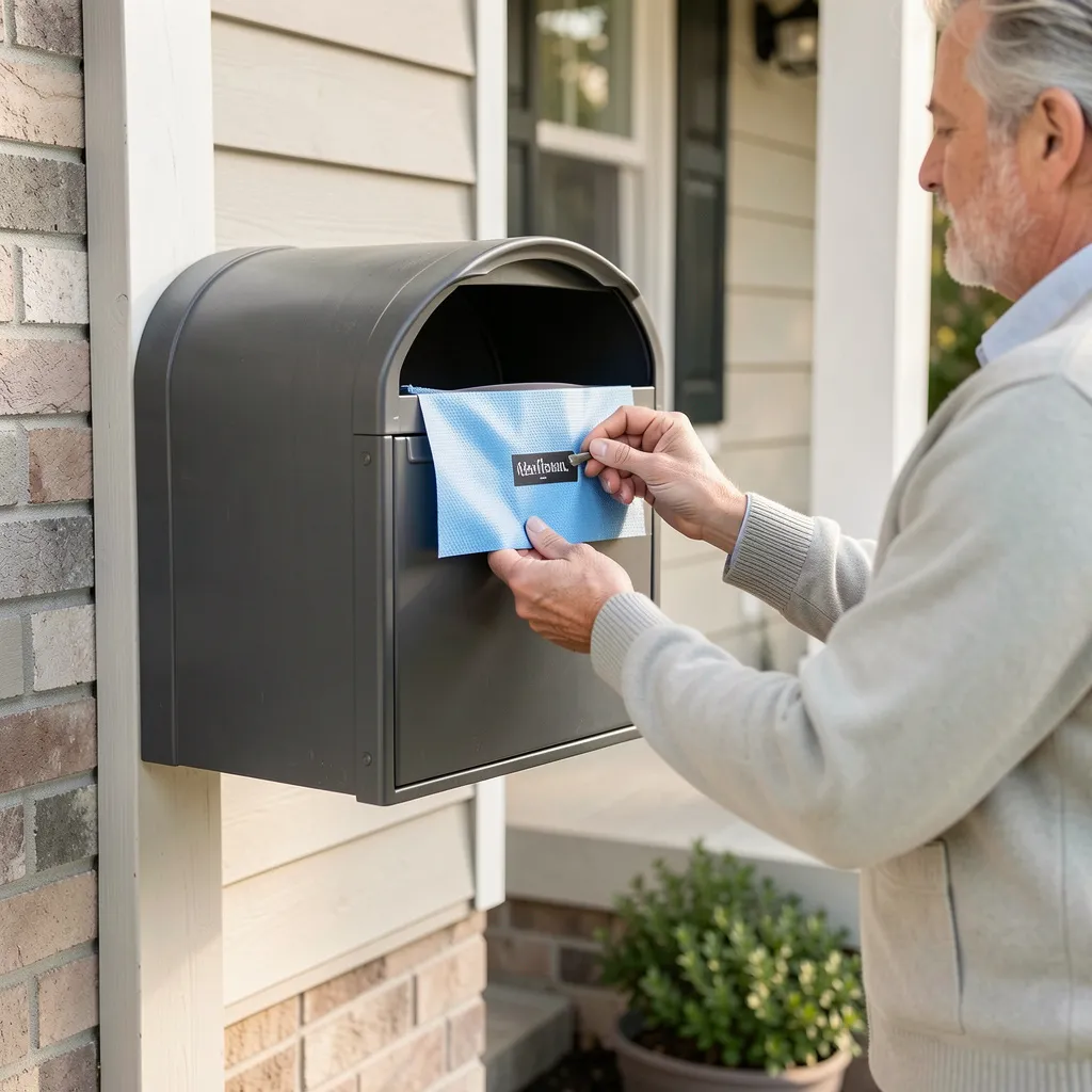 Tudor home with traditional mailbox design