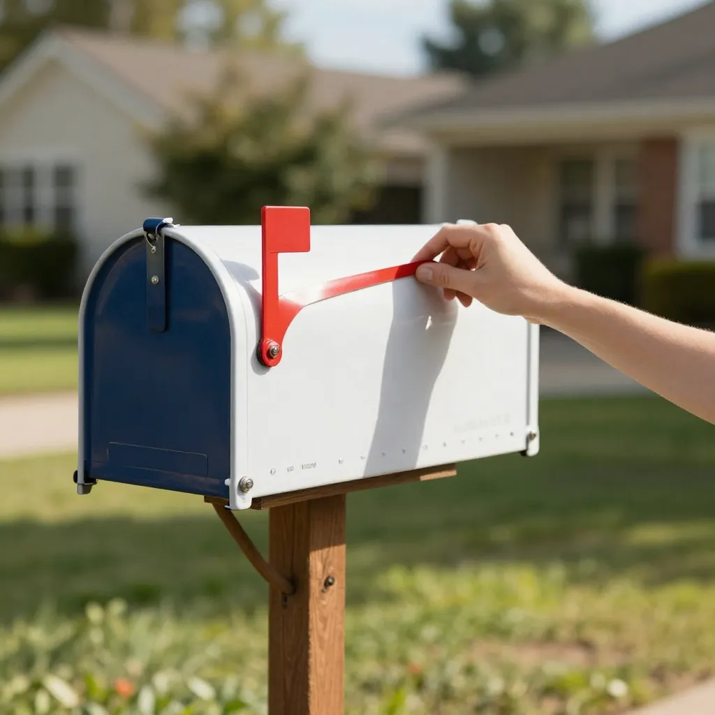 Contemporary home with sleek mailbox cover
